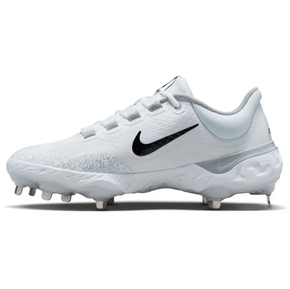 New Nike Alpha Huarache Elite 4 Low Baseball Metal Cleats White Grey FD2745-100 - Picture 3 of 6